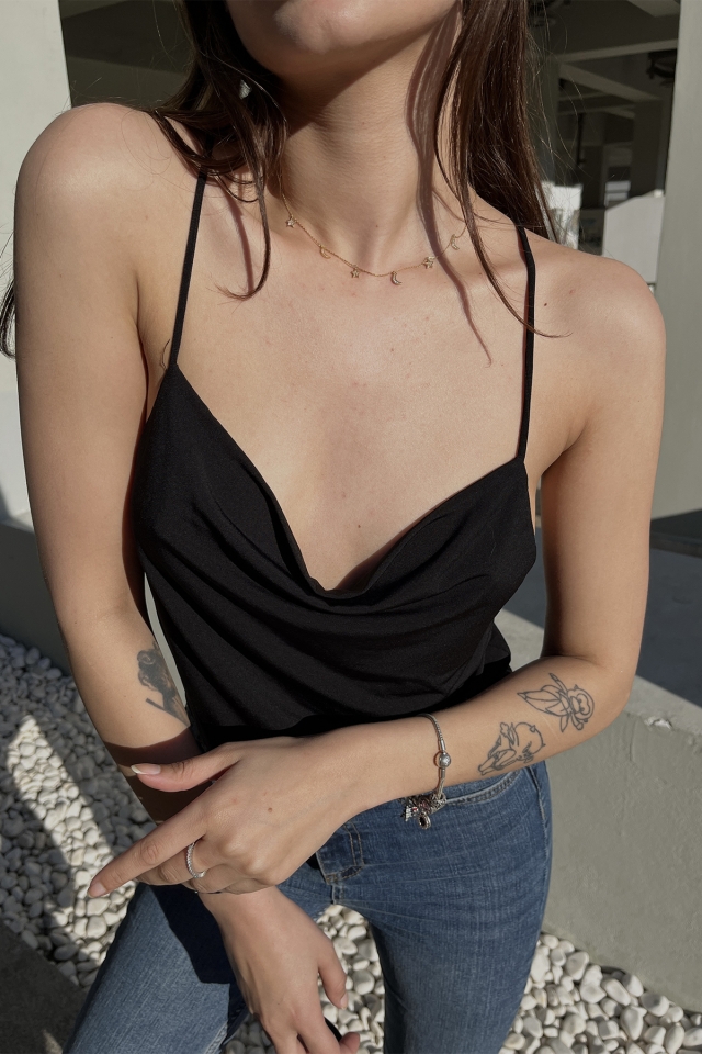 Siyah Askılı Crop Top ATE5165