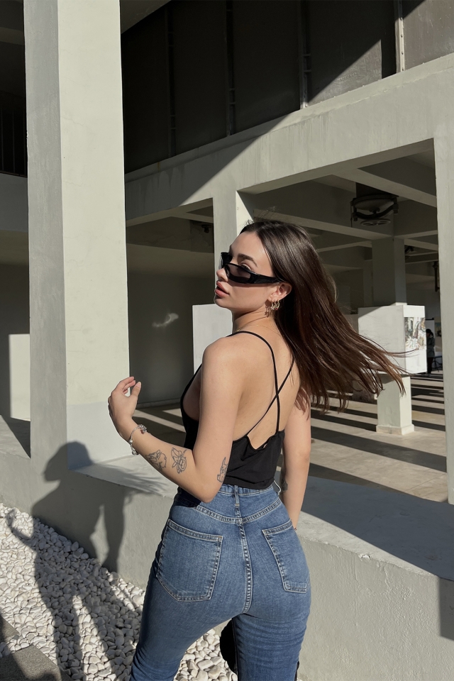 Siyah Askılı Crop Top ATE5165