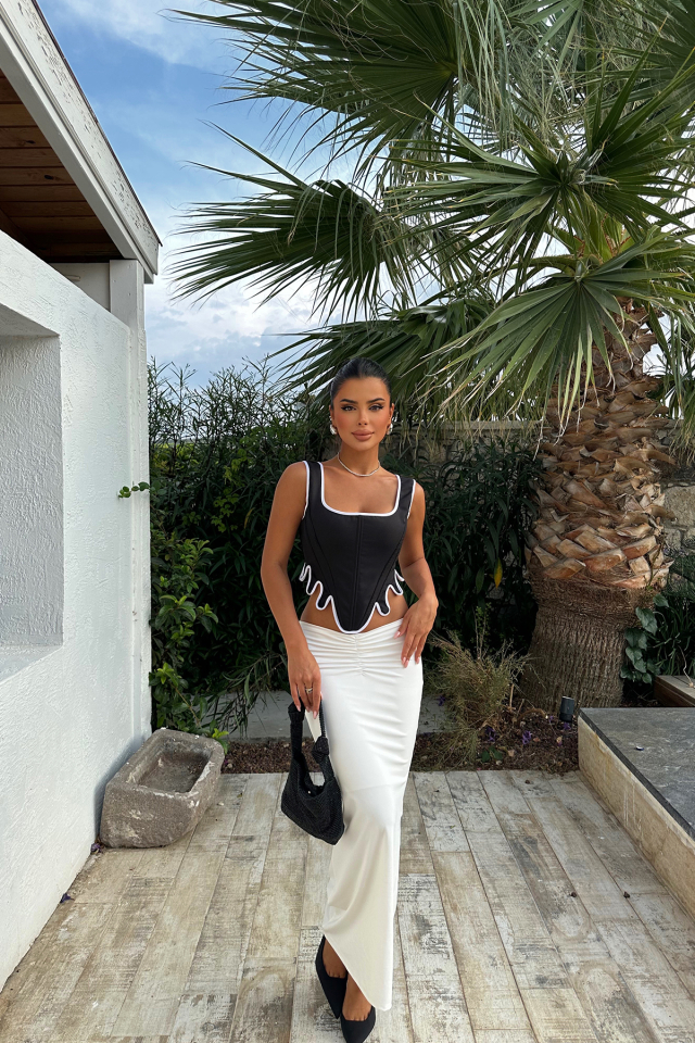 Siyah Askılı Crop Top ATE8618