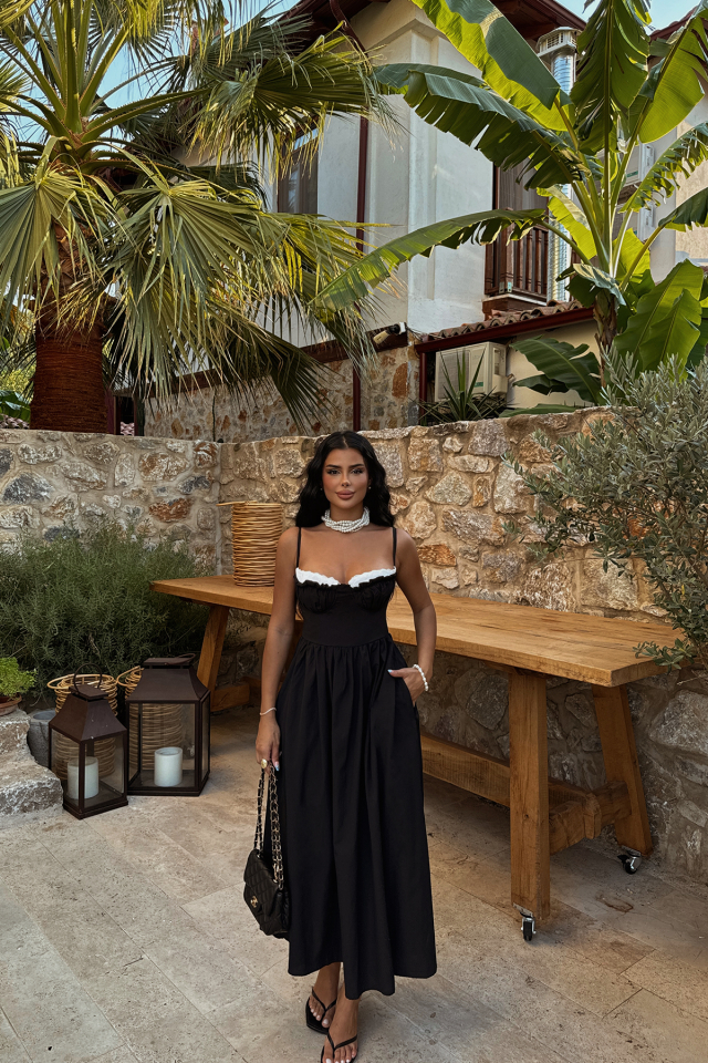 Siyah Madella Midi Elbise