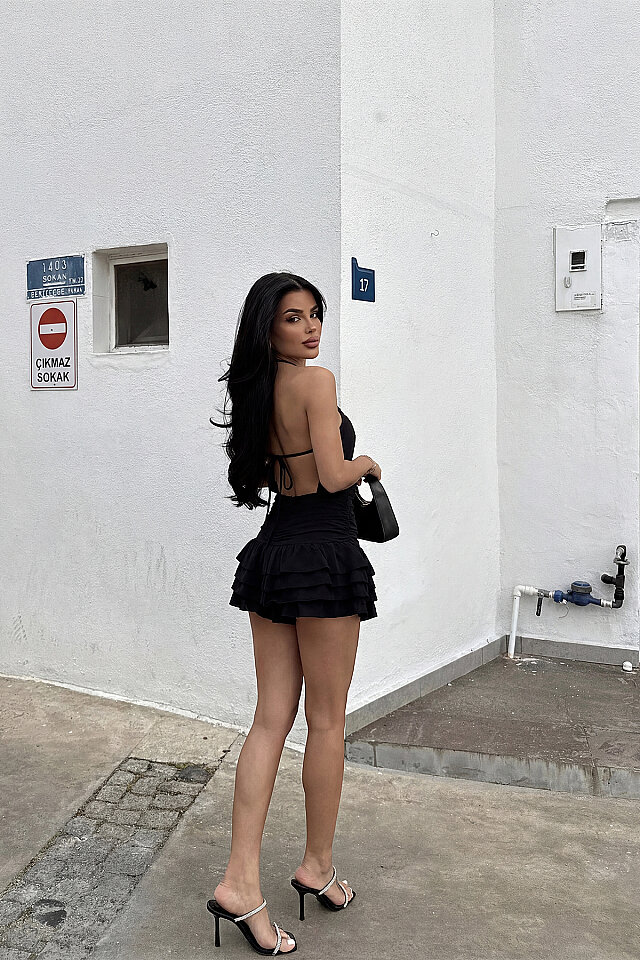 Siyah Heloise Mini Elbise