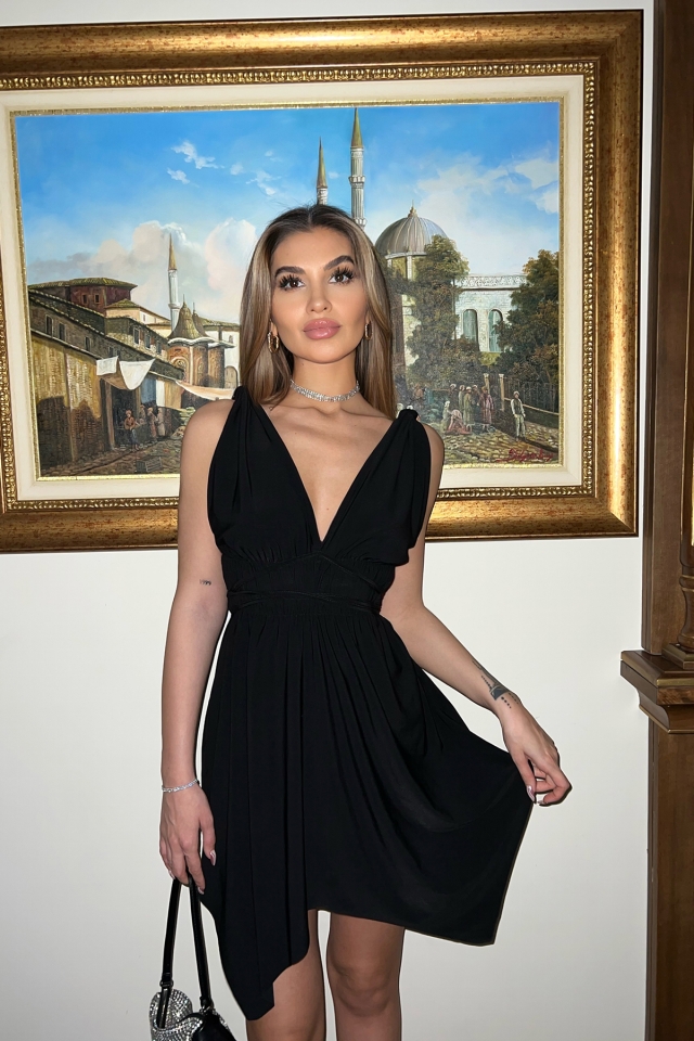 Siyah Askılı Mini Elbise ATE4280