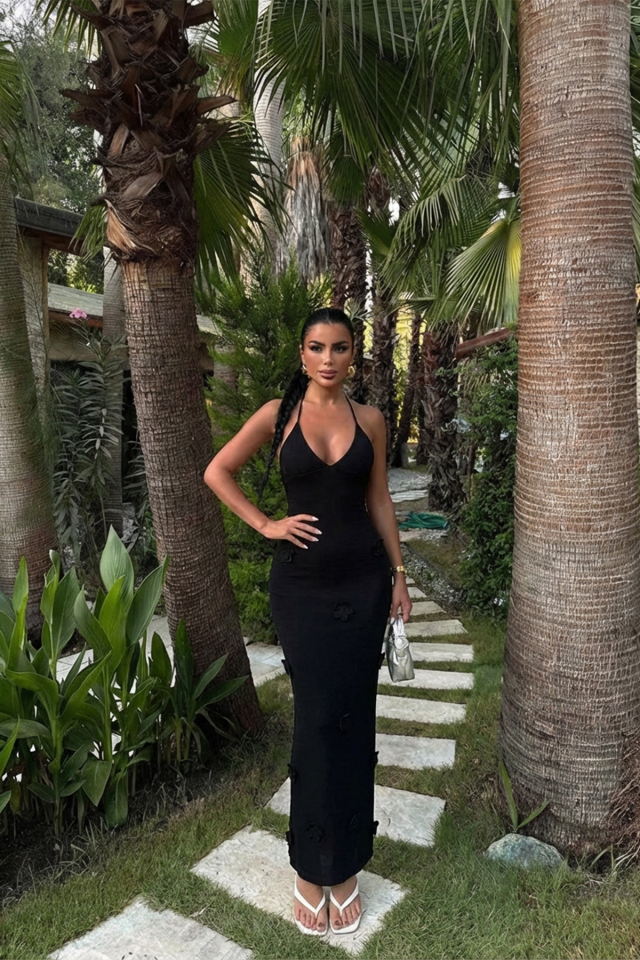 Siyah Askılı Uzun Elbise ATE-1343 - EYYO