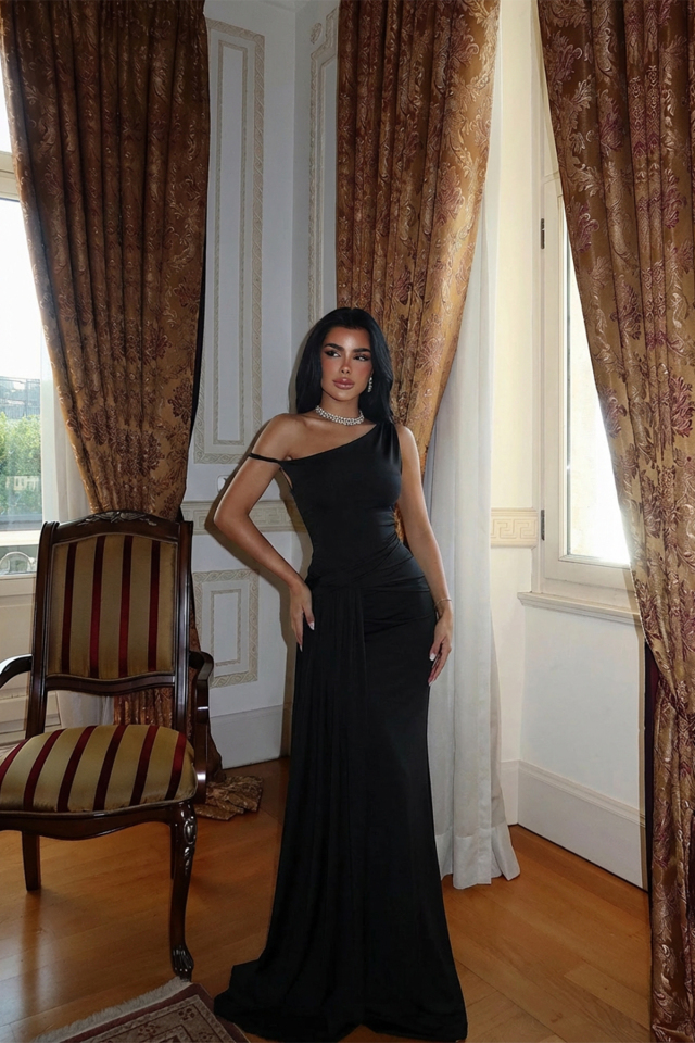 Siyah Rowen Elbise ATE-2596 - EYYO