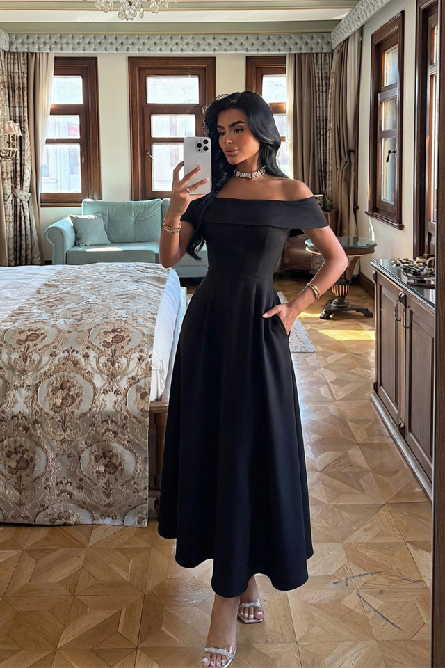 Siyah Creil Elbise ATE-2922 - EYYO