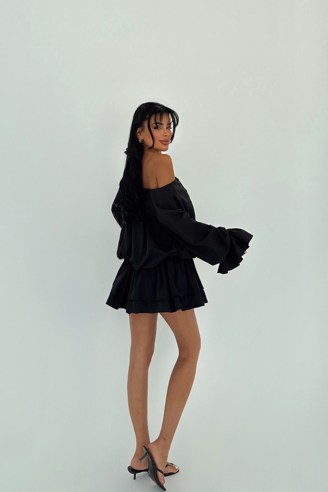 Siyah Darcie Mini Elbise ATE-2408