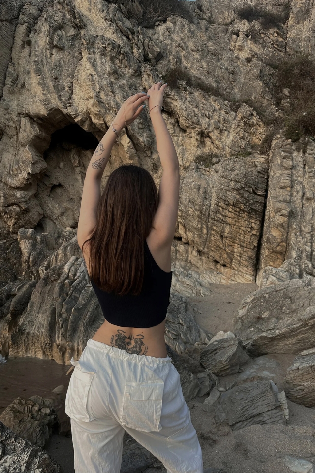 Lacivert Bağlamalı Crop Top ATE4934