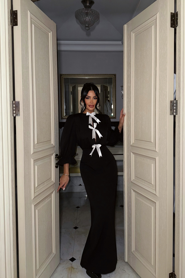 Siyah Adelisa Fiyonklu Elbise ATE-1791 - EYYO