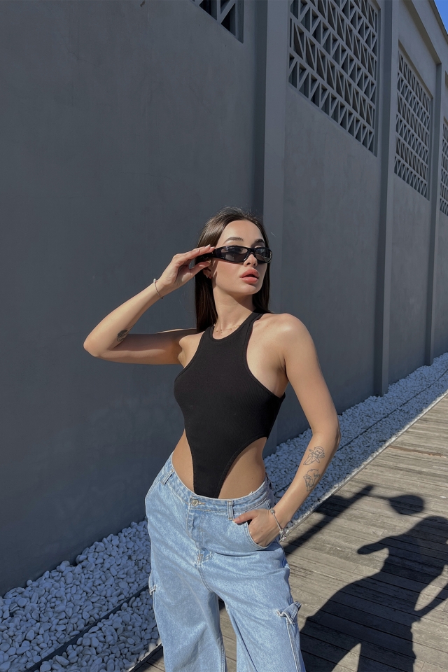 Siyah Basic Bodysuit ATE5102