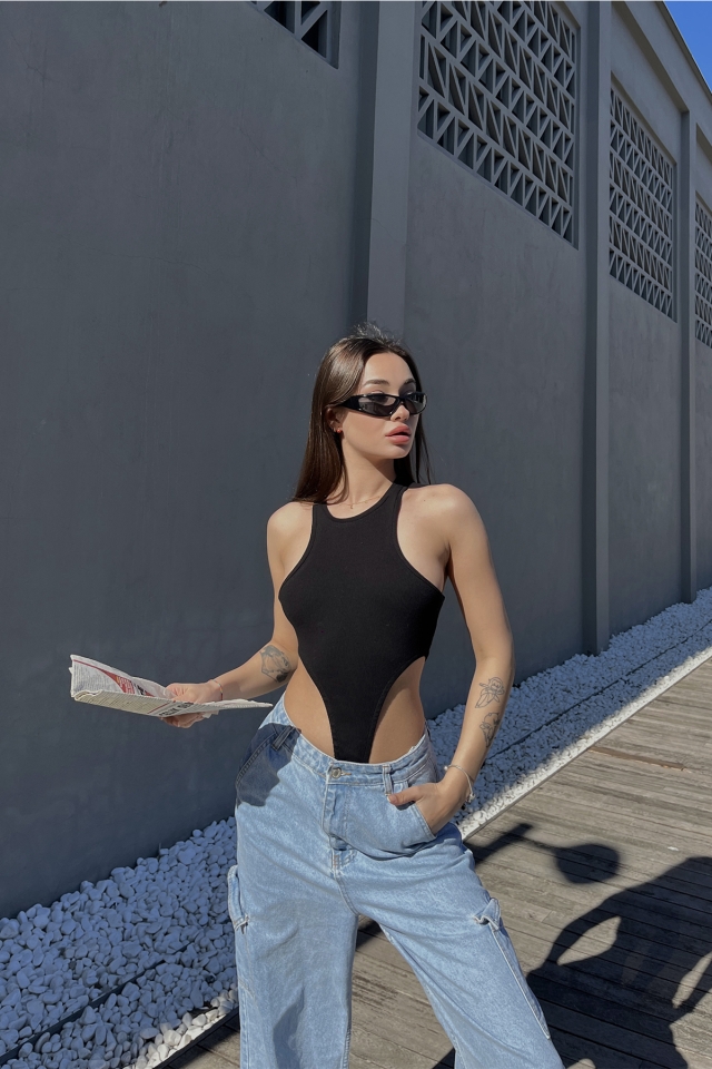 Siyah Basic Bodysuit ATE5102