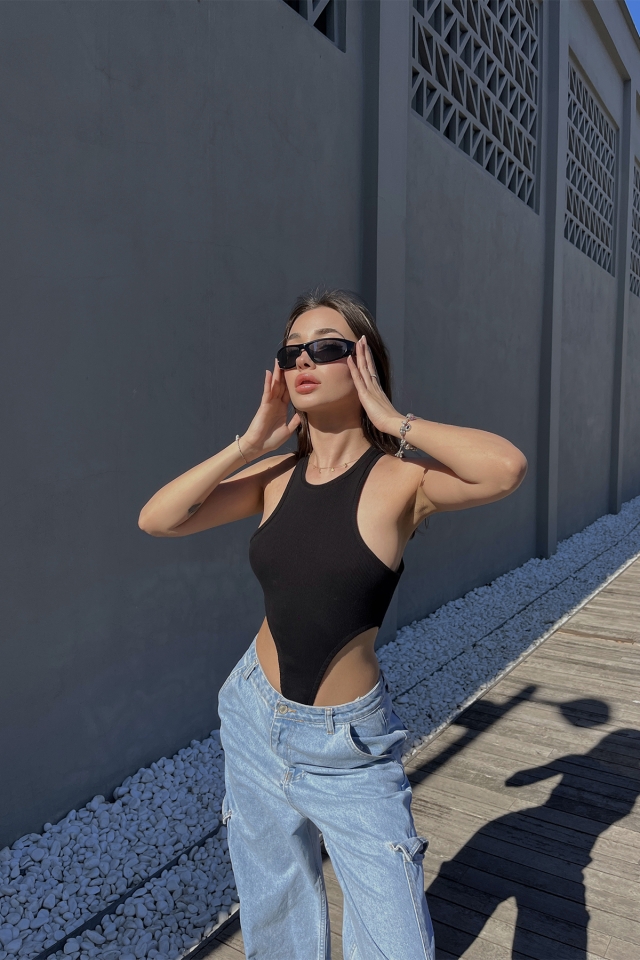 Siyah Basic Bodysuit ATE5102