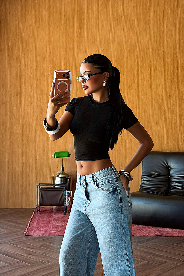 Siyah Basic Crop Top