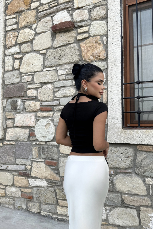 Siyah Basic Crop Top ATE4720