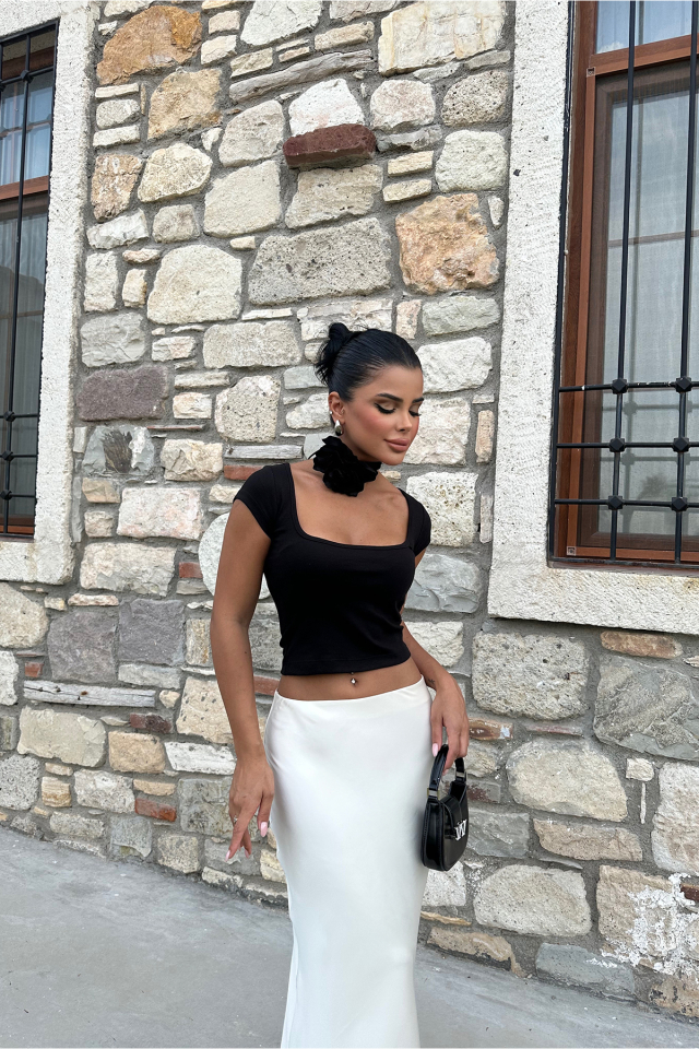 Siyah Basic Crop Top ATE4720