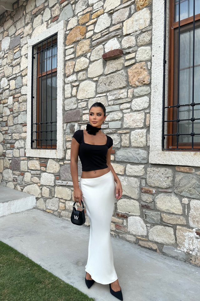 Siyah Basic Crop Top ATE4720