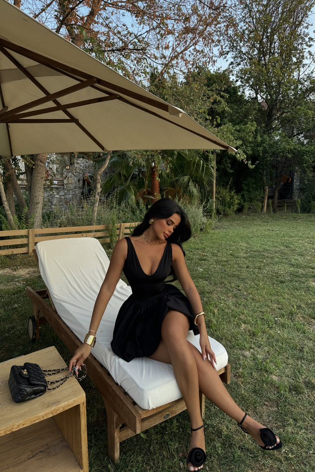 Siyah Tilya Balon Elbise ATE-1255 - EYYO