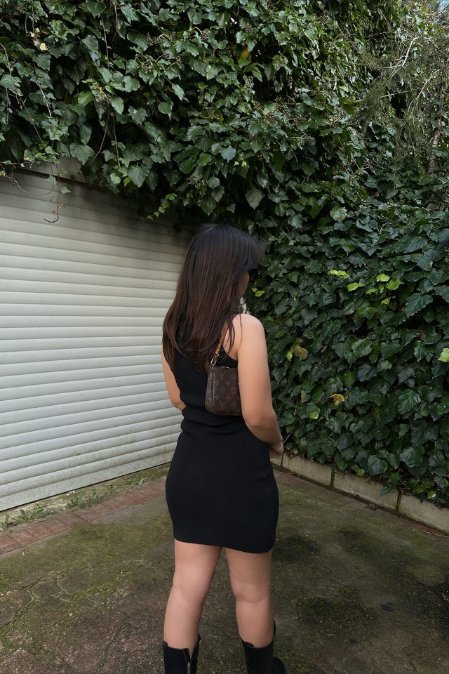Siyah Basic Mini Elbise ATE4395