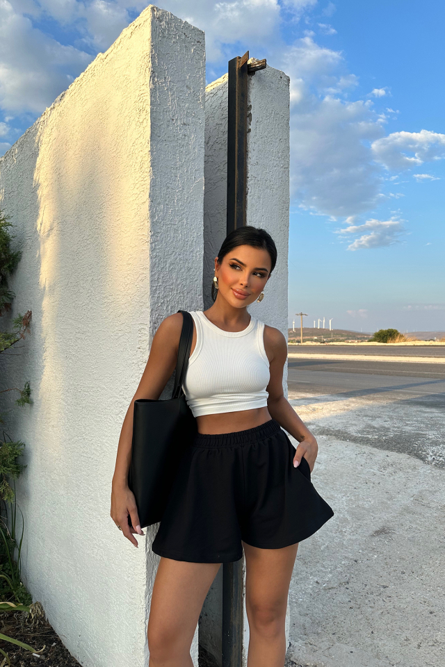 Siyah Basic Şort ATE8325 - UĞUR ERDURAN