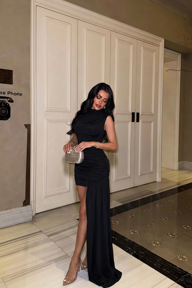 Siyah Zinnia Mini Elbise ATE-2565 - EYYO