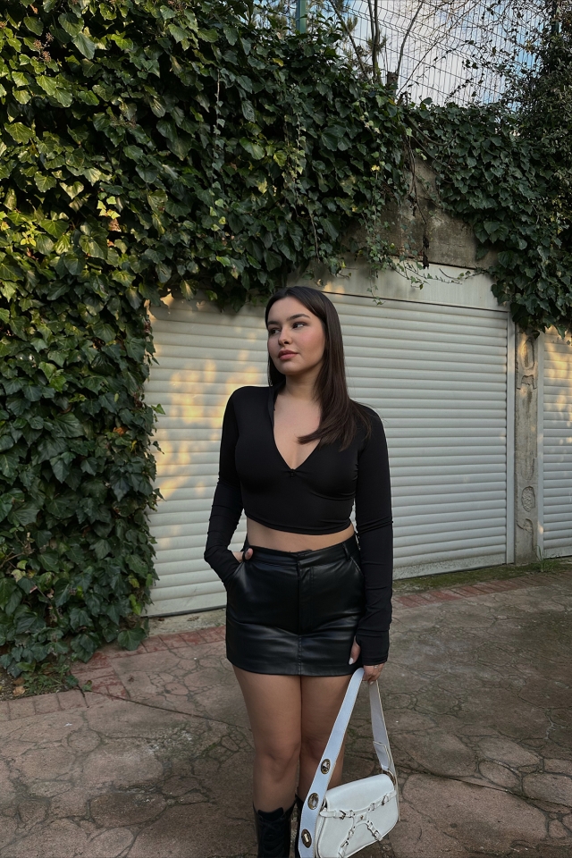 Siyah Basic Uzun Kol Bluz ATE3459 - DEPPOT