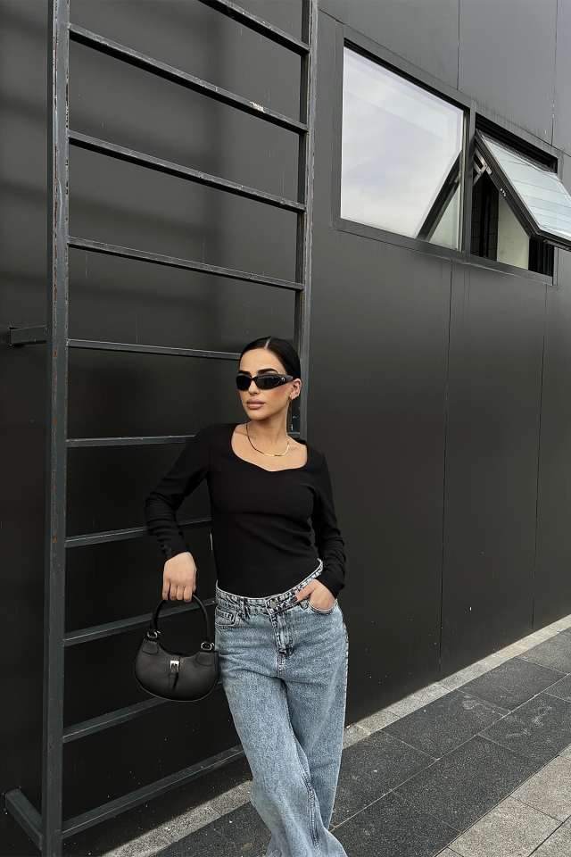Siyah Basic Uzun Kol Bluz ATE4770 - YOGİ