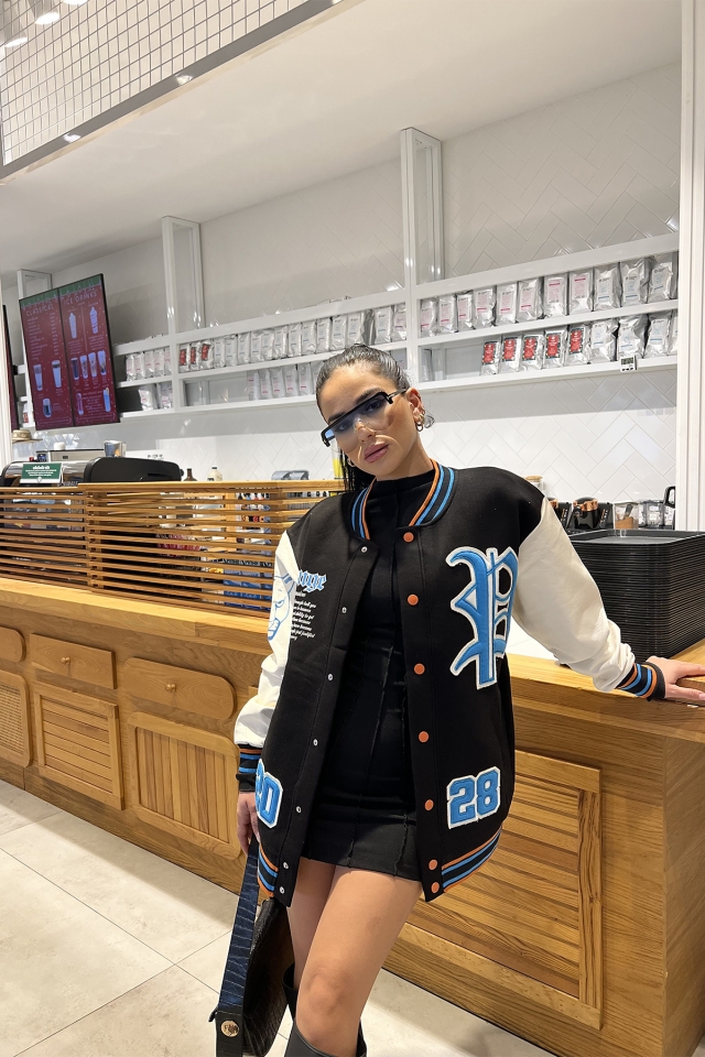 Siyah Baskılı Kolej Ceket ATE2962