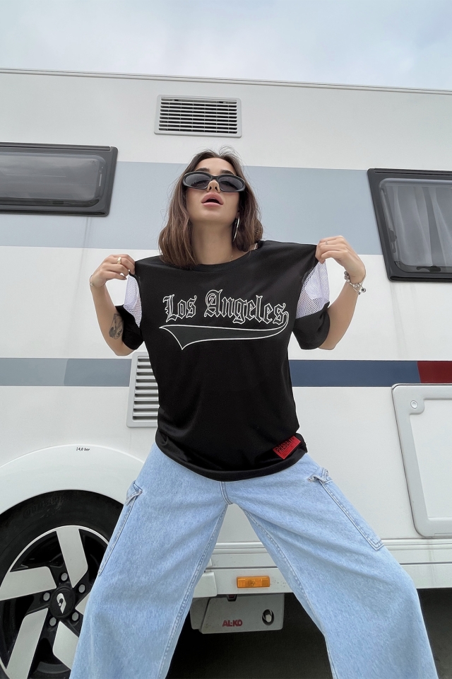 Siyah Baskılı Oversize Tişört ATE6681