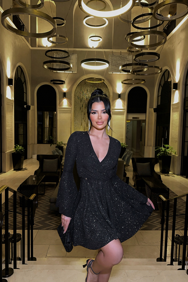 Siyah Caden Mini Elbise ATE-0931 - EYYO