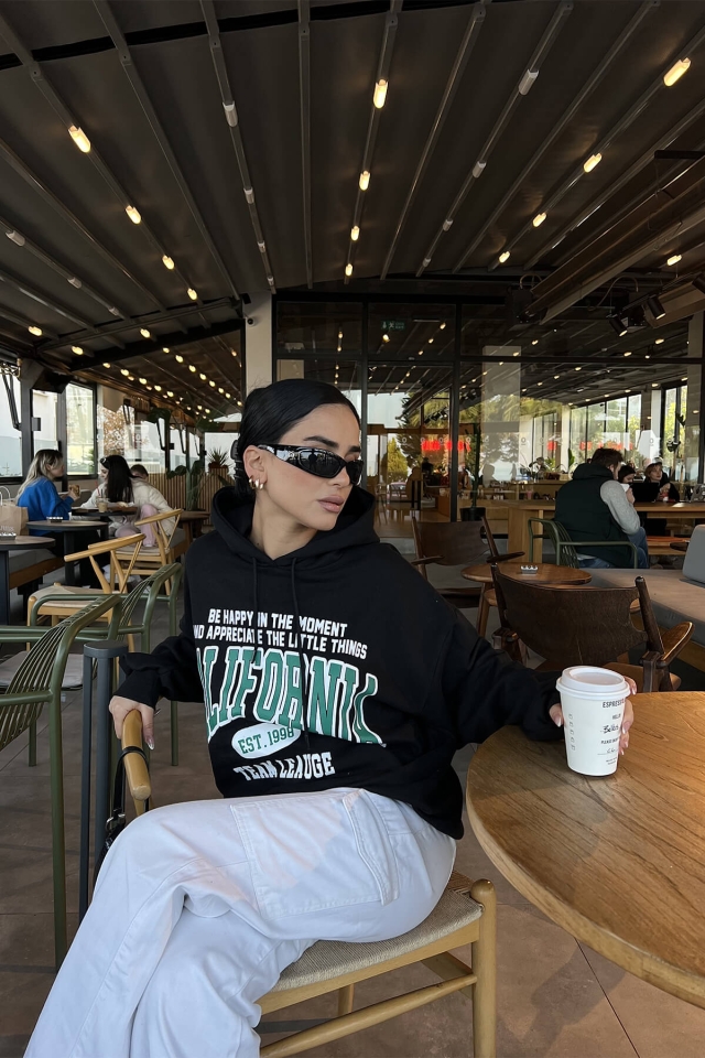 Siyah Calıfornıa Baskılı Sweat ATE2806