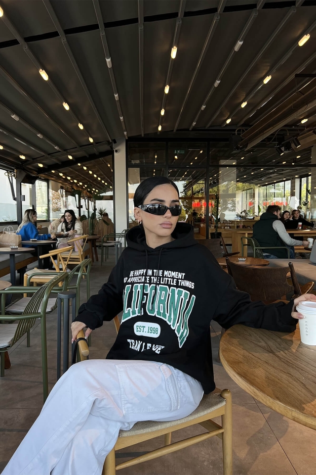Siyah Calıfornıa Baskılı Sweat ATE2806