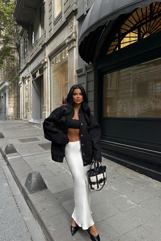 Siyah Cep Detay Yün Ceket ATE8367 - DEPPOT