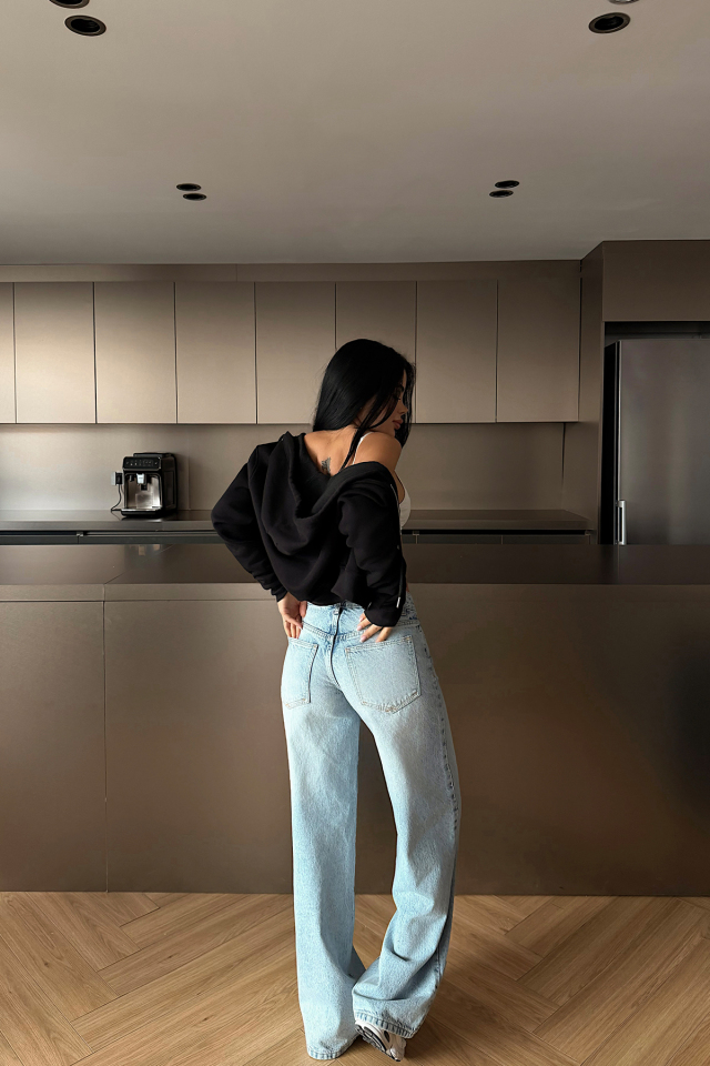 Siyah Caiden Crop Hırka