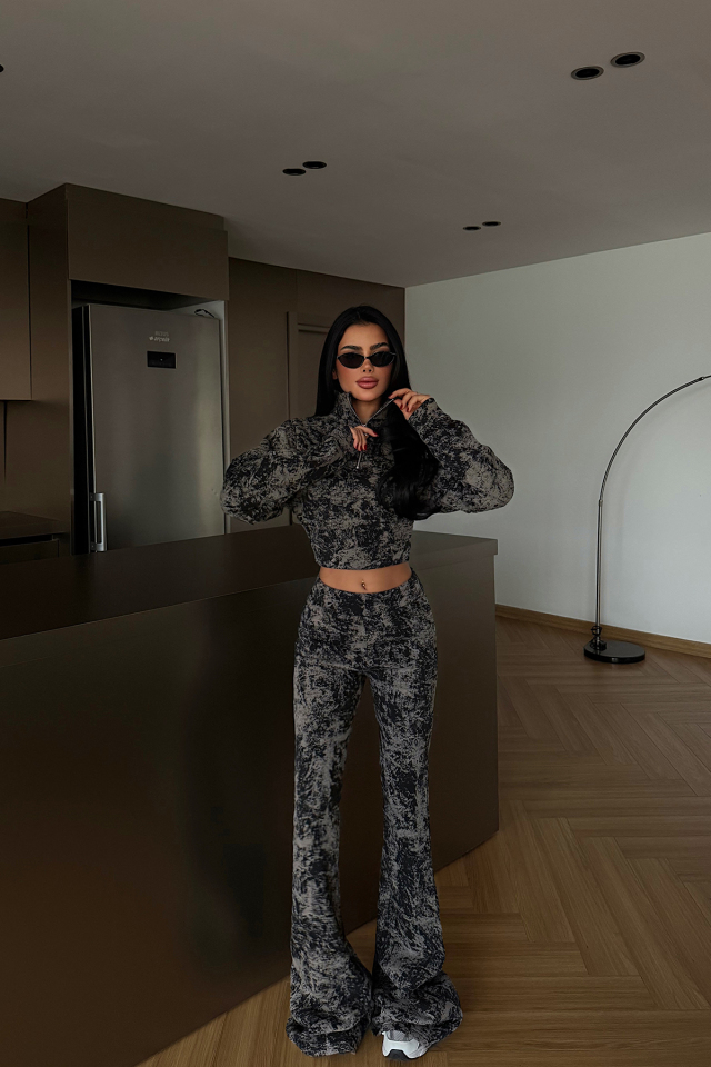 Siyah Polena Eşofman Takımı ATE-4332 - EYYO