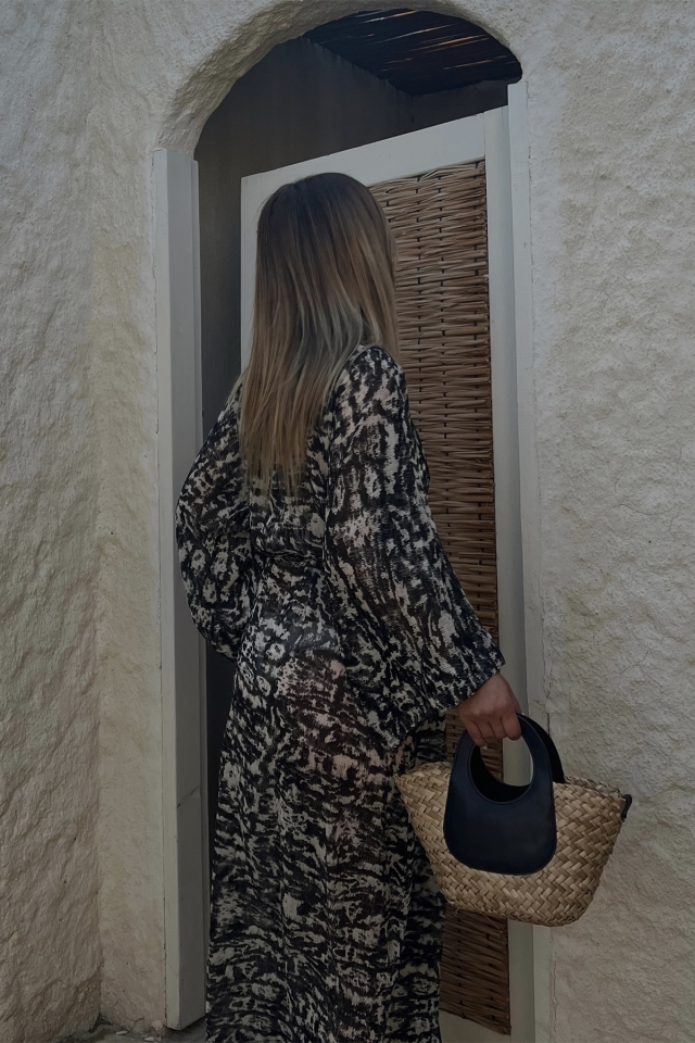 Zylle Siyah Desenli Kimono ATE1874