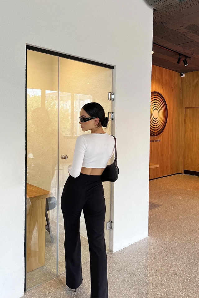 Siyah Dikiş Detay Palazzo Pantolon ATE3899