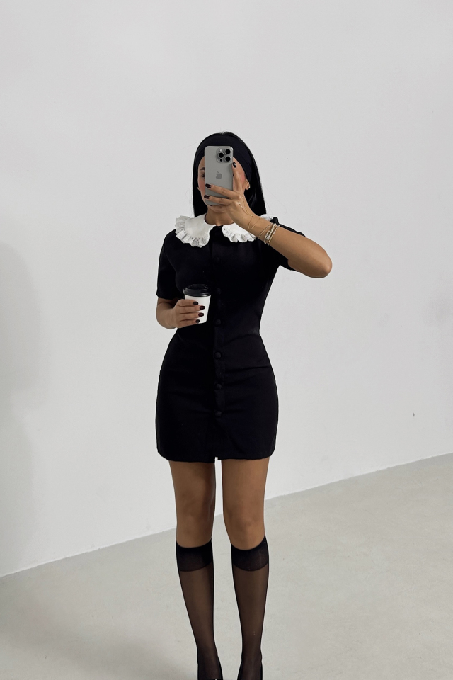 Siyah Divine Mini Elbise ATE-1816