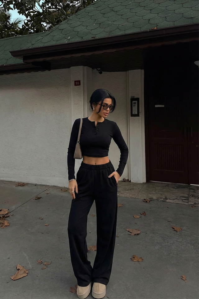 Siyah Rapha Alt Üst Takım ATE-3646 - EYYO