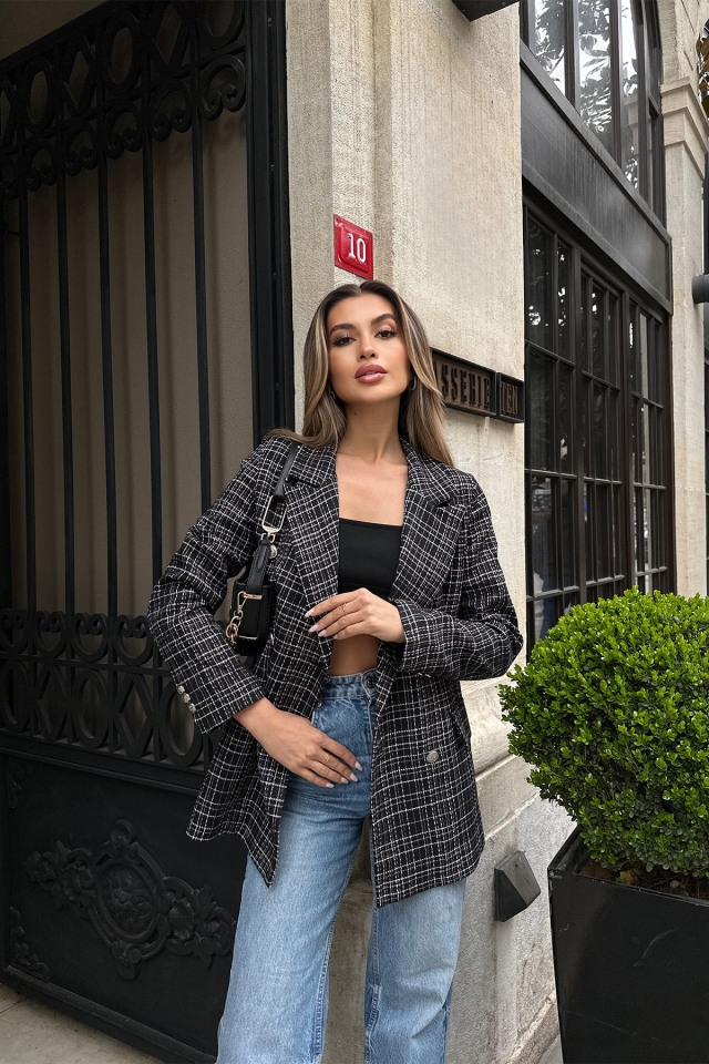 Siyah Ekoseli Ceket ATE5227