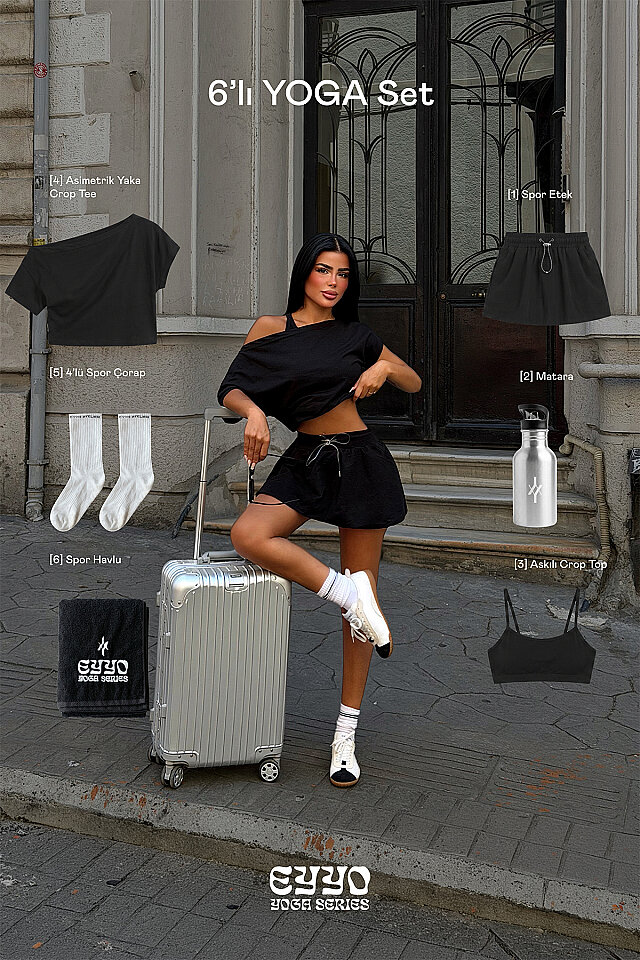 Siyah Elmira 6 Lı Yoga Set