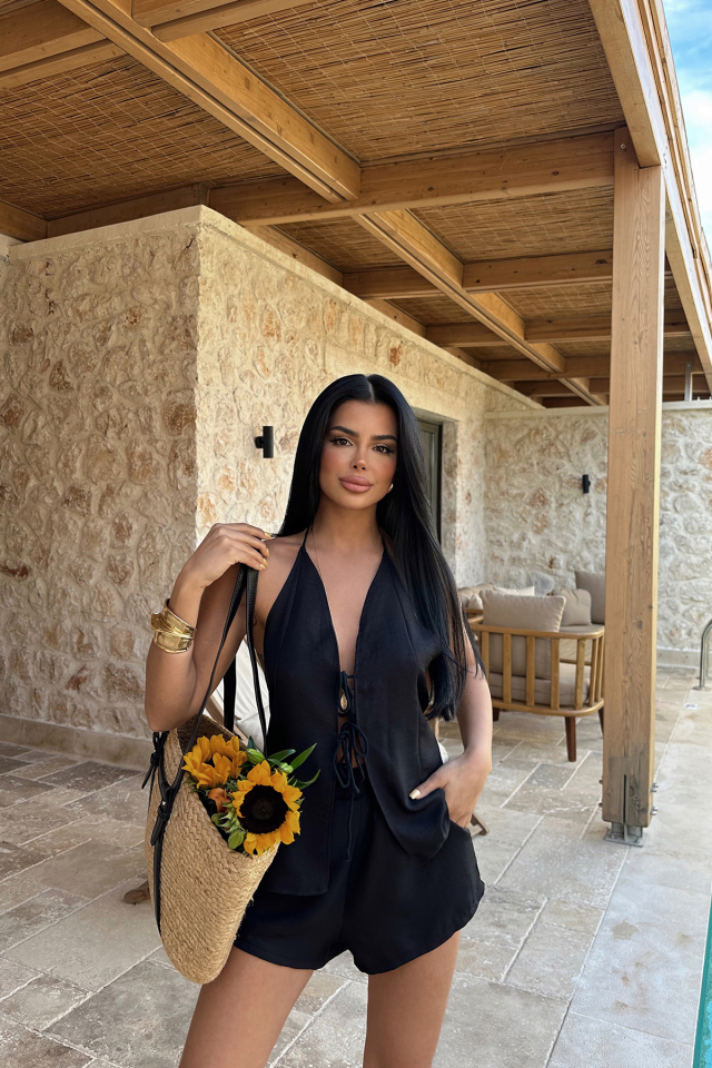 Siyah Candida Keten Takım ATE-0999 - EYYO