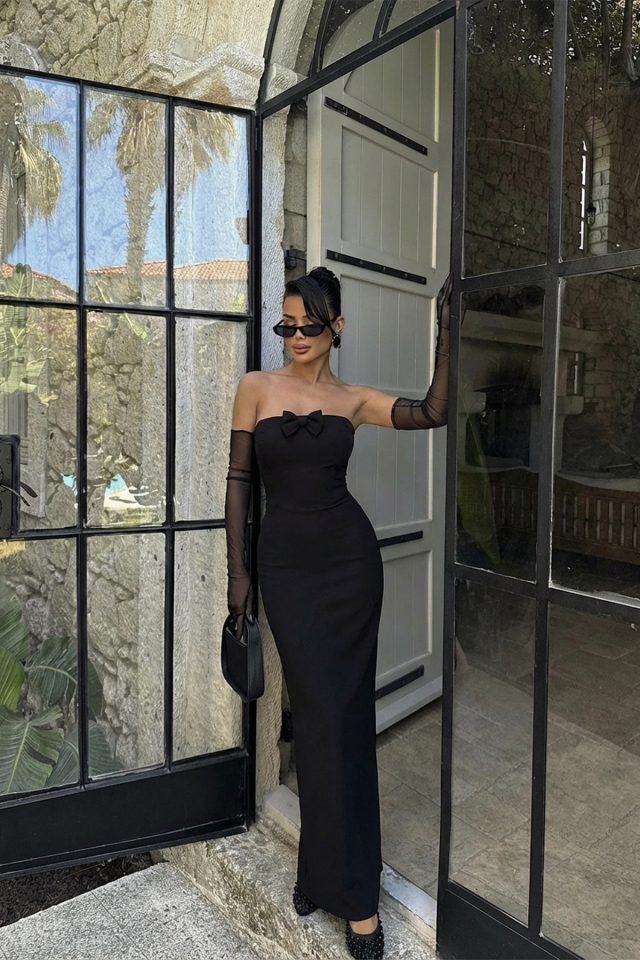 Siyah Enola Eldivenli Elbise ATE-2573 - EYYO