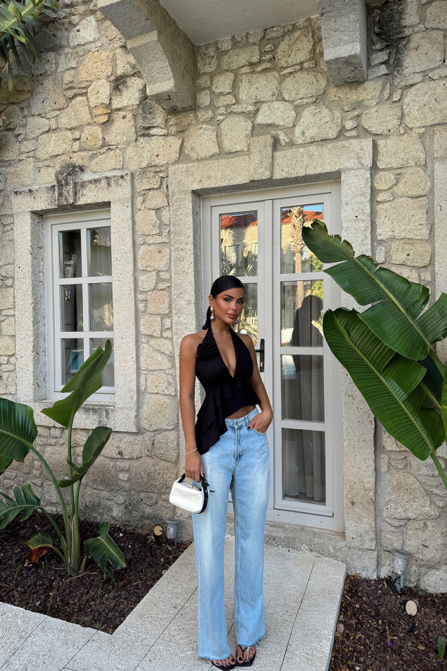 Siyah Gül Detay Bluz ATE-1184