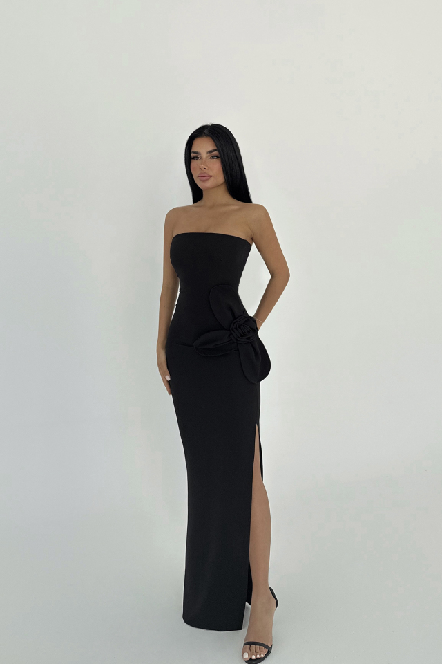 Siyah Daysi Straplez Elbise ATE-2602