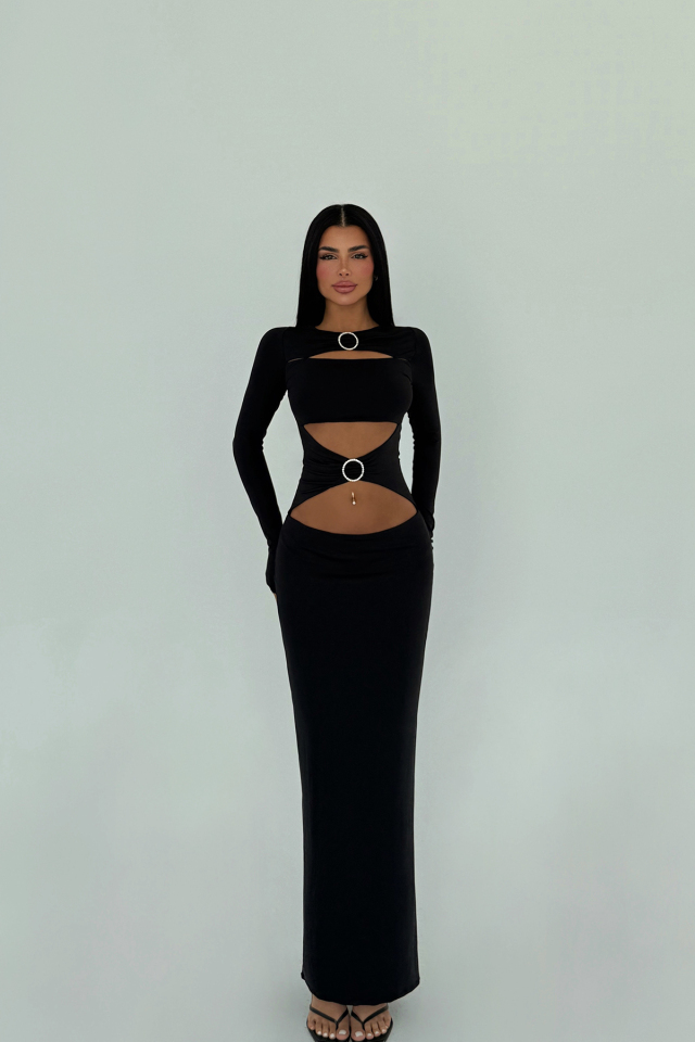 Siyah Marcelo Uzun Elbise ATE-2479 - EYYO