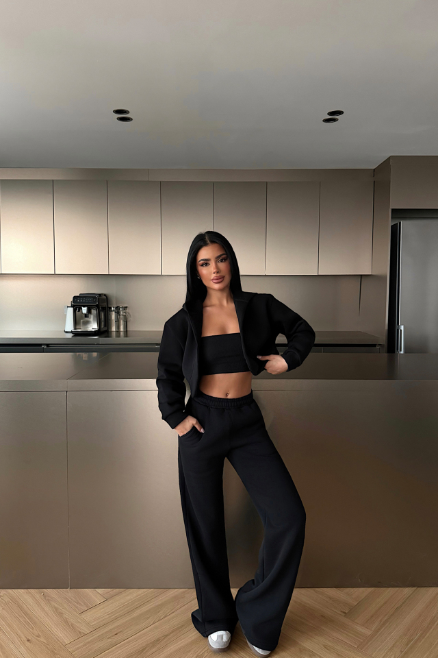 Siyah Zahara Üçlü Eşofman Takımı ATE-4813 - EYYO