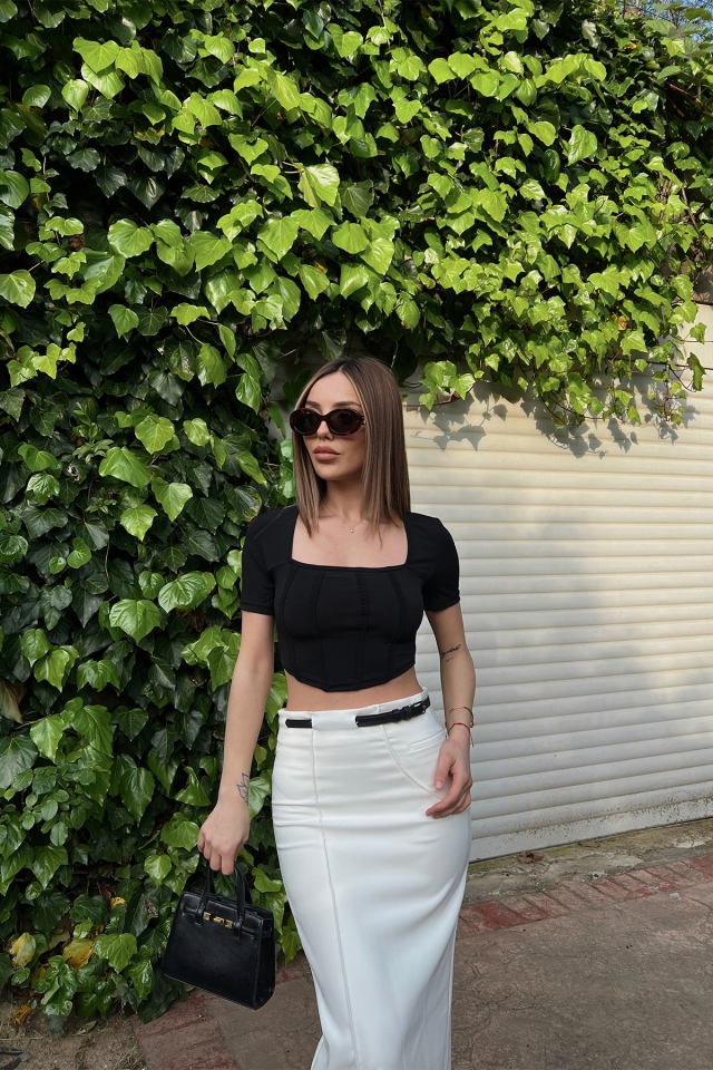 Siyah Kare Yaka Crop Top ATE6408 (1)
