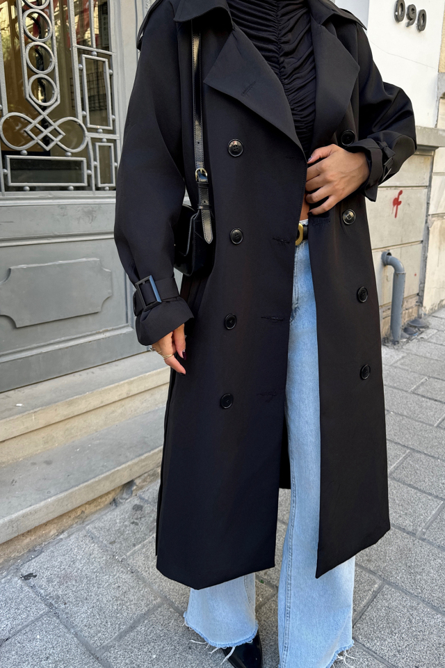 Siyah Osanna Trençkot ATE-1631
