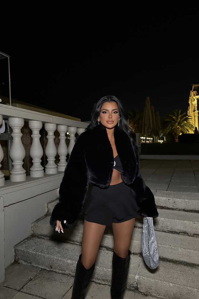 Siyah Kürk Detay Ceket ATE-0147