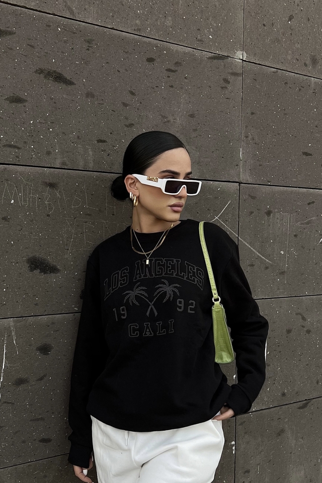 Siyah Los Angeles Baskılı Sweat ATE2387 - EYYO