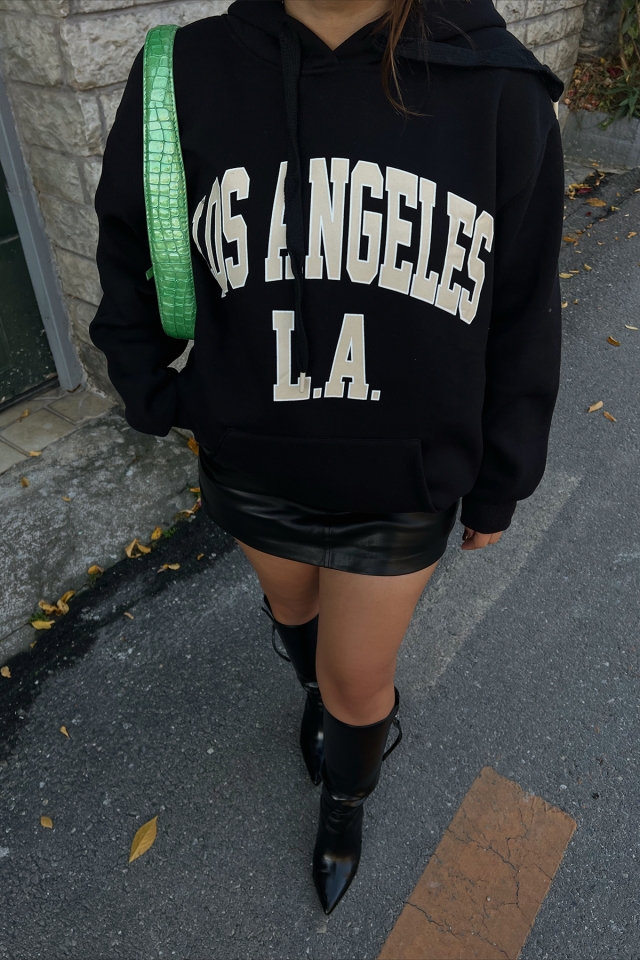 Siyah Los Angeles Baskılı Sweat ATE2502